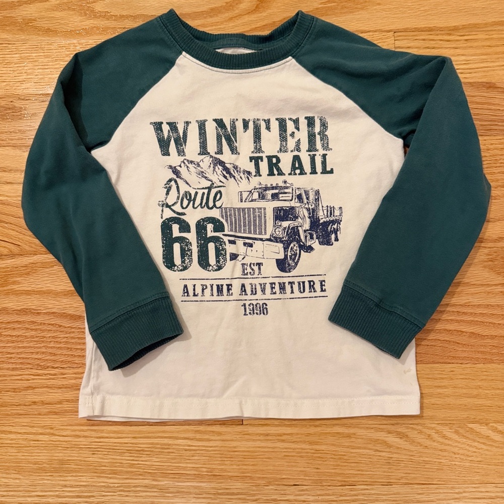 Route 66 Green and White Long Sleeve Tee
